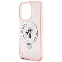 Karl Lagerfeld KLHMP15LHMRSKCP iPhone 15 Pro 6,1" rosa/rosa Hardcase Ringständer Karl&amp;Choupette MagSafe