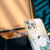 Luxuriöse iPhone 14 Pro-Hülle mit Kingxbar Phoenix-Kristallen – Gold und Blau