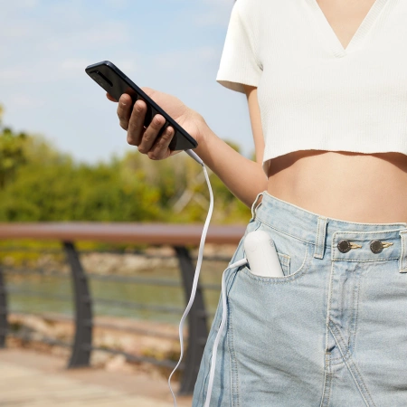 Jisulife Handventilator Life8, tragbarer USB-Ventilator mit Powerbank und Taschenlampe, Weiß