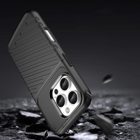 Etui Thunder Case na iPhone 16e silikonowy pancerny pokrowiec - czarne