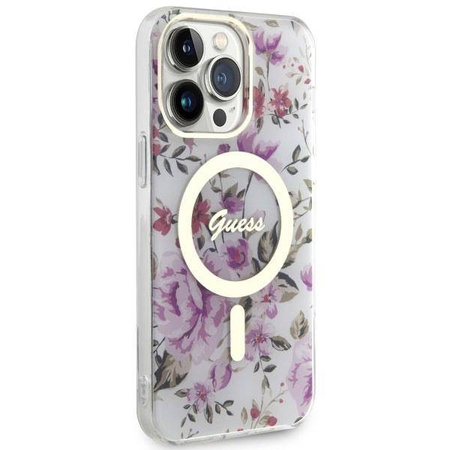 Guess GUHMP14XHCFWST iPhone 14 Pro Max 6,7&quot; transparente Hardcase Flower MagSafe
