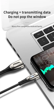 Kabel USB-A - micro USB Joyroom S-M411 3A 1.2m z wskaźnikiem ładowania - czarny