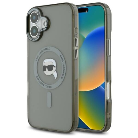 Karl Lagerfeld nakładka do iPhone 16 Plus 6,7" KLHMP16MHLSKIK czarna Hardcase IML Metal Karl Head MagSafe