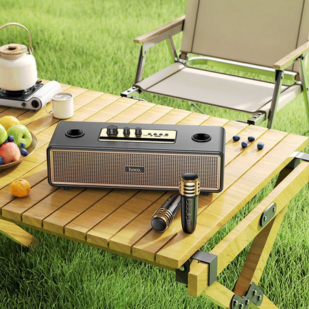 HOCO głośnik bluetooth + 2 x bezprzewodowe mikrofony BS63 czarny