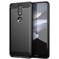 Carbon Case Flexible Cover TPU Case for Nokia 2.4 black