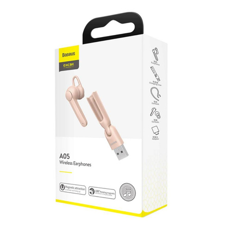 Słuchawka Bluetooth 5.0 Bezprzewodowa Baseus Encok Vehicle-Mounted Wireless Earphone A05 (NGA05-04) różowa
