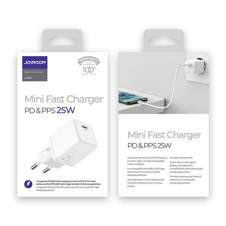 Joyroom Fast USB Type C Charger 25W 3W EU Plug White (L-P251)