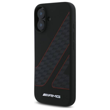 Original Handyhülle IPHONE 16 AMG Hardcase Checkered Flag Pattern MagSafe (AMHMP16S2SCFR) schwarz