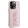 Karl Lagerfeld 3D-Gummi-Glitzer-Logo-Hülle für iPhone 15 Pro Max – Rosa