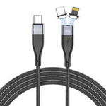 Kabel Magnetyczny 2w1 3A 1m USB-C - Lightning + USB-C PD Tech-Protect Ultraboost czarny