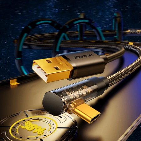 Joyroom USB C cable angled - USB for fast charging and data transfer 3A 1.2 m black (S-UC027A6)