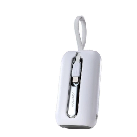 Joyroom Mini-Powerbank 10000 mAh Colourful Series 22,5 W mit 2 integrierten USB-C- und Lightning Kabeln weiß (JR-L012)