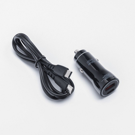 BLUE STAR ładowarka samochodowa 3A 30W Typ C + USB A + kabel Typ C do Typ C PD QC3.0 AFC PPS czarna