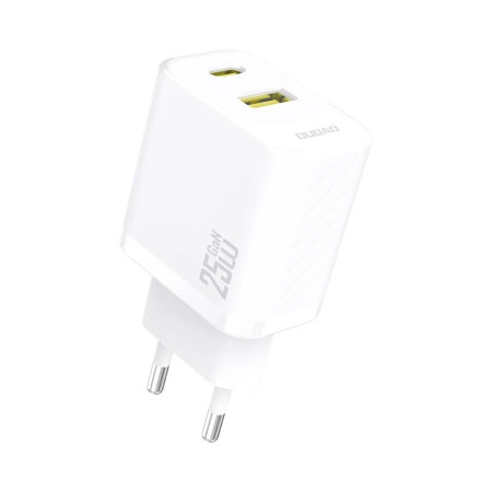 Dudao A26T GaN 25W USB-A, USB-C Charger - White