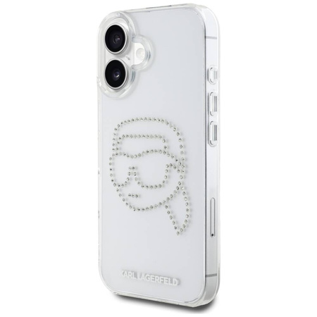 Original Case IPHONE 16 Karl Lagerfeld Hardcase IML Rhinestones Karl Head transparent