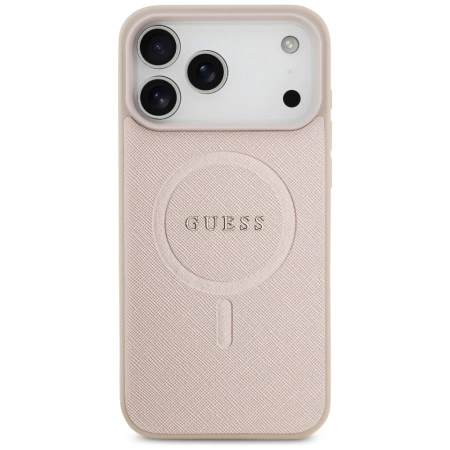 Etui Guess Saffiano Classic Logo MagSafe na iPhone 17 Pro Max - różowe