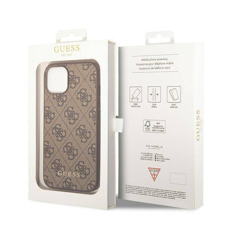 Guess GUHCP15MG4GFBR iPhone 15 Plus 6,7" braun/braune Hartschale 4G Metall Gold Logo