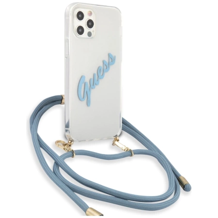 Guess GUHCP12MCRTVSBL iPhone 12/12 Pro 6,1" niebieski/blue hardcase Script Vintage