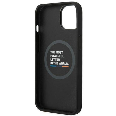 Original Case IPHONE 14 PLUS BMW Leather Stamp Tricolor MagSafe (BMHMP14M22PTDK) black