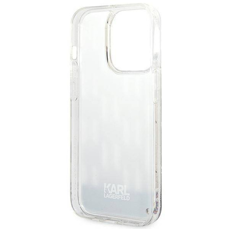 Oryginalne Etui IPHONE 14 PRO Karl Lagerfeld Hardcase Liquid Glitter Monogram (KLHCP14LLMNMS) srebrne