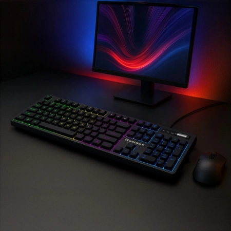 Wozinsky WKG-200 rainbow membrane gaming keyboard with scroll wheel - black