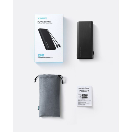 Bateria zewnętrzna (Powerbank) VEGER TCE130 - 25 000mAh Quick Charge PD 130W (W2503)