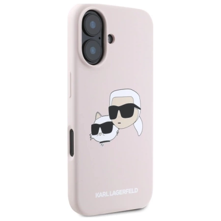 Etui Karl Lagerfeld Silicone nauble Heads Print MagSafe na iPhone 16 - różowe