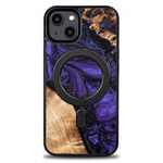 Holz- und Harzhülle für iPhone 14 MagSafe Bewood Unique Violett – Lila und Schwarz