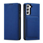 Magnet Card Case for Samsung Galaxy S22 + (S22 Plus) Pouch Wallet Card Holder Blue