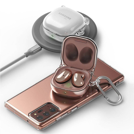 Ringke Hinge Case wytrzymałe etui case na słuchawki Samsung Galaxy Buds Live / Galaxy Buds Pro + karabińczyk przezroczysty (ACEC0020)