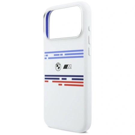 BMW M Silicon Horizontal Line MagSafe Case for iPhone 17 Pro Max - White