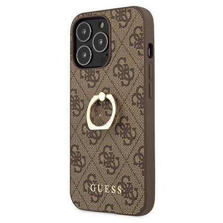 Guess GUHCP13L4GMRBR iPhone 13 Pro 6,1" brązowy/brown hardcase 4G with ring stand