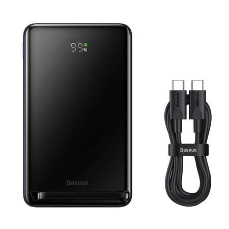 Baseus Magnetic Bracket Power Bank mit MagSafe Wireless Charging 10000mAh 20W Overseas Edition Blau (PPCX000203) + USB Type C Baseus Xiaobai Series 60W 0.5m
