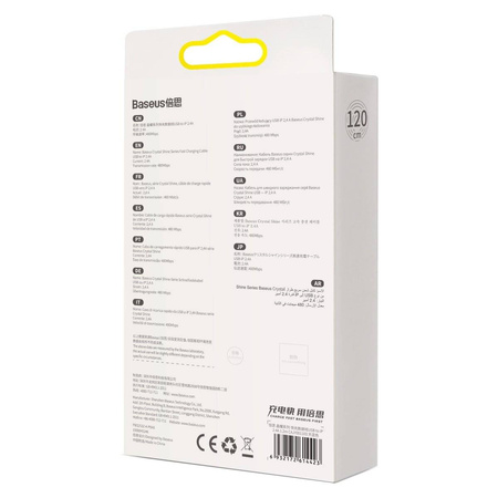 Baseus Crystal Shine Series kabel USB - Lightning 2,4A 20W 1,2m niebieski (CAJY001103)