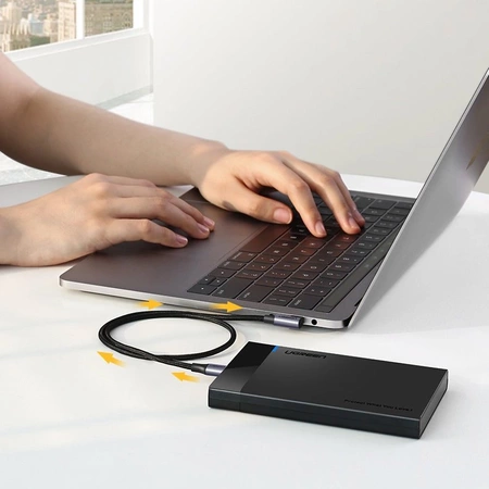 Ugreen angle cable USB Type C - USB Type C Power Delivery 60 W 20 V 3 A 1 m black-gray cable (US255 50123)