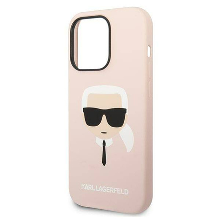 Original Case IPHONE 14 PRO Karl Lagerfeld Hardcase Silicone Karl`s Head MagSafe (KLHMP14LSLKHLP) pink