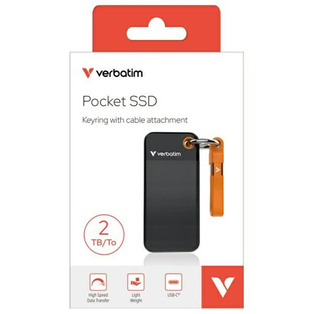 Verbatim Dysk SSD 2TB - brelok do kluczy  z kablem USB 3.2 gen.2 czarno-pomarańczowy/black-orange 32197