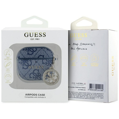 GUESS futerał do APPLE AirPods 4 GUA4P4E4CDB (PU 4G W/ Strass Charm) niebieski