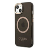 Original Case IPHONE 13 Guess Hard Case Gold Outline Translucent MagSafe (GUHMP13MHTCMK) black