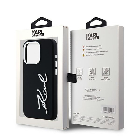 Oryginalne Etui KARL LAGERFELD hardcase Silicone Metal Script Logo KLHCP15LSCMSMVK do Iphone 15 Pro Czarny
