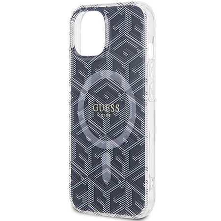 Oryginalne Etui GUESS Hardcase GUHMP15SHGCUSTGK do iPhone 15 (Kompatybilny z Magsafe / IML GCUBE / czarny)