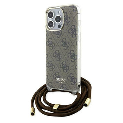 Guess nakładka do iPhone 15 Pro 6,1" GUHCP15LHC4SEW HC CROSSBODY CORD 4G PRINT brązowa