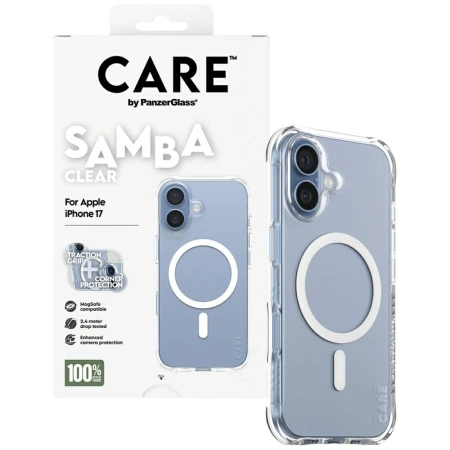 Etui CARE by PanzerGlass Fashionable Samba w. White MagSafe na iPhone 17 - przezroczyste
