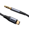 Joyroom kabel audio stereo AUX 3,5 mm mini jack - USB-C do telefonu 1,2m czarny (SY-A07)