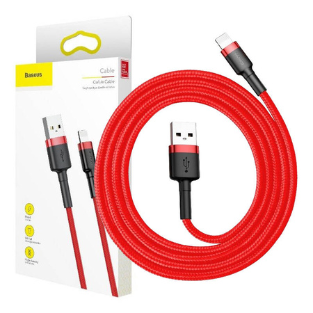 Baseus Cafule Cable - Kabel połączeniowy USB do Lightning, 2.4 A, 1 m (czerwony)