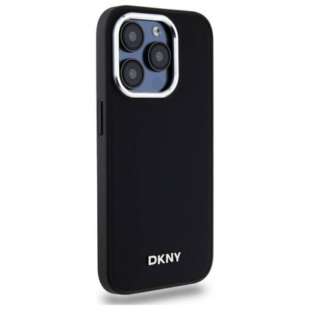 Original Handyhülle IPHONE 15 PRO DKNY Hardcase Plain Logo MagSafe (DKHMP15LPSCMCLK) schwarz