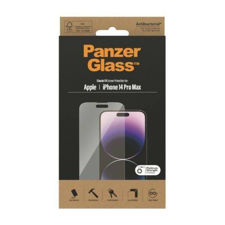 Tempered Glass IPHONE 14 PRO MAX PanzerGlass Classic Fit Screen Protection Antibacterial (2770)