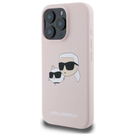 Karl Lagerfeld Silicone Case Heads Print MagSafe for iPhone 16 Pro Max - Pink