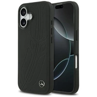 Mercedes Leather Large Laurel Leave MagSafe Case for iPhone 17 - Black