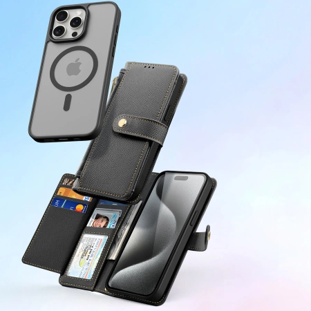 Dux Ducis Lawa Lederhülle für iPhone 15 Pro Max - Schwarz